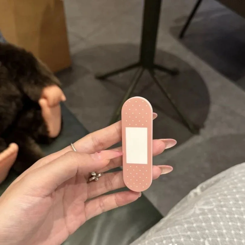 Cute Bandage Hot Dog Push-Pull Phone Grip Holder Adhesive Sliding Creative Phone Stand Anti-Drop Finger Strap for Cell Mobile view 4