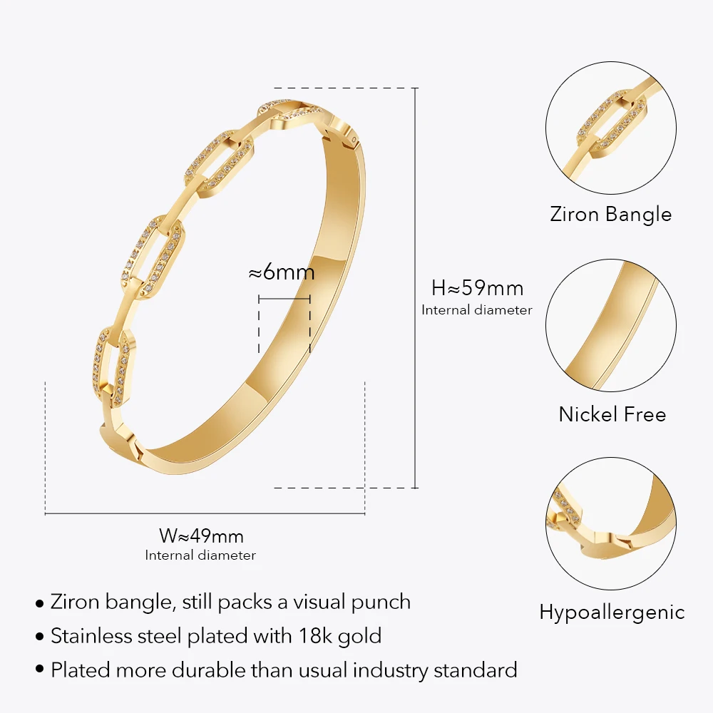 ENFASHION Pulseras for Women Half Chain With Ziron bracelet Gold Color 18K Plated Eye Catchy Elegant Jewelry Office Travel 2356