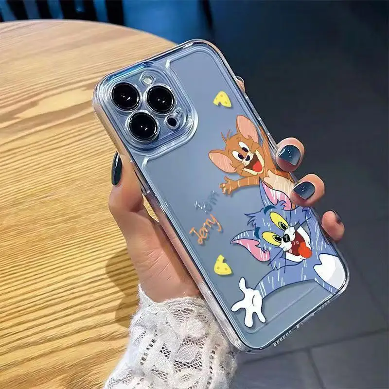 Tom and Jerry Waved Happily Phone Case For iPhone 16 15 14 13 12 11 Pro Max XR XS MAX 7 8 PLUS Y2K Shockproof Bumper Cover