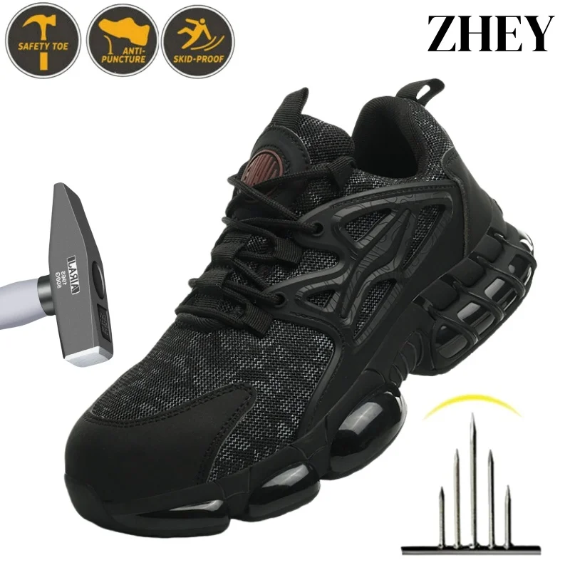 

AIR Soft Safety Shoes Men Steel Toe Work Shoes Anti-smash Anti-puncture Indestructible Shoes Protective Boots Industrial Shoes