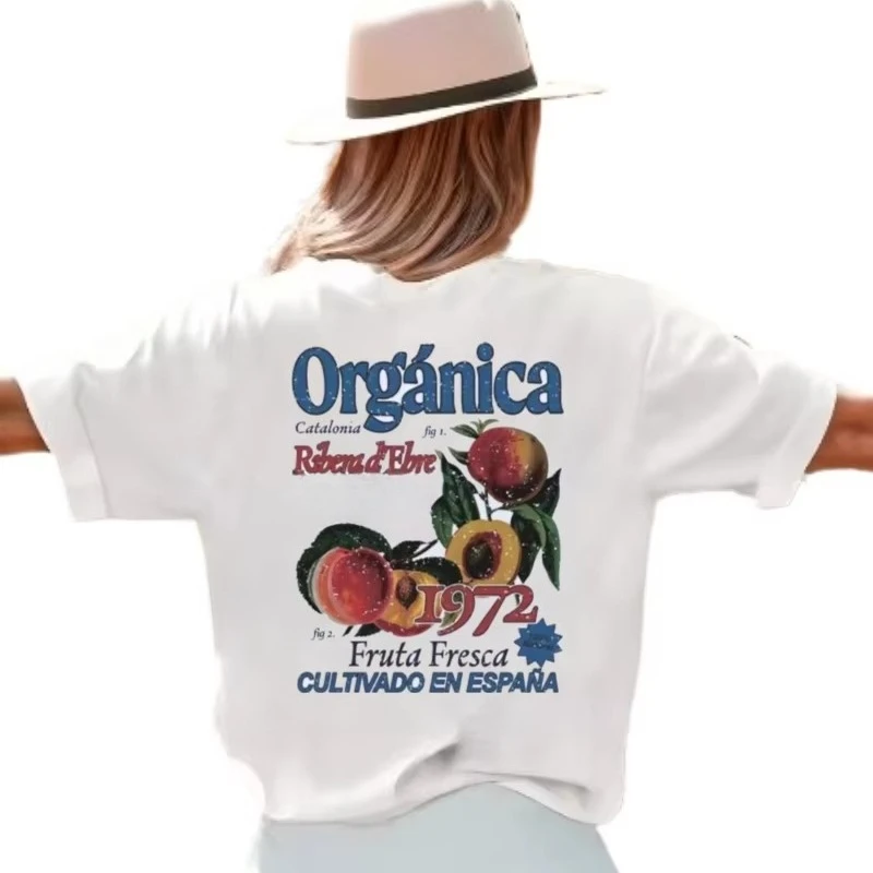 

Винтажные персиковые футболки с принтом на спине 90-х годов, женские эстетические футболки Cottagecore, милые футболки с фруктами и графикой, свободные топы унисекс в стиле ретро в стиле бохо