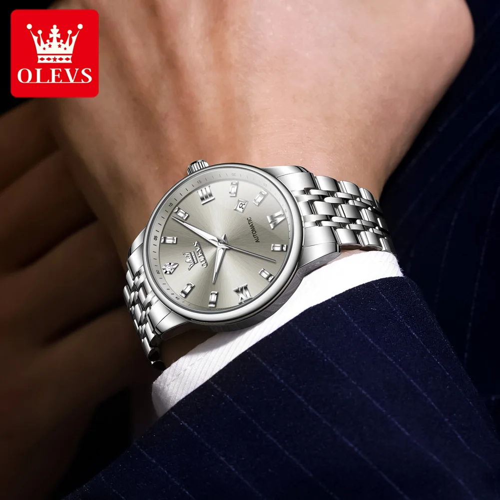 OLEVS Men's Watches 6723 Top Brand Simple Business Original Automatic Mechanical Watch for Man Waterproof Luminous Date Fashion