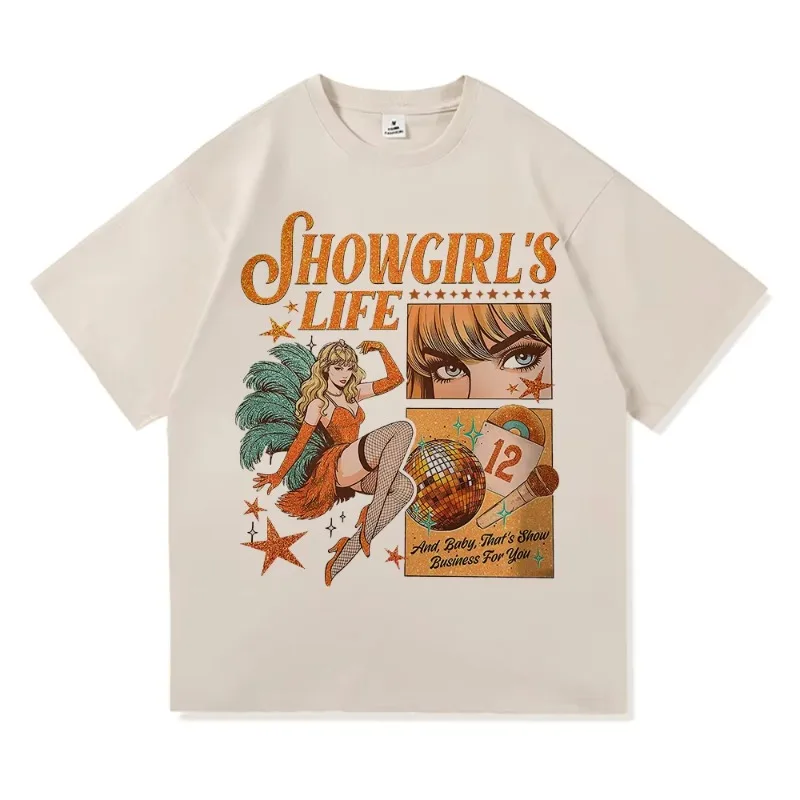 

New Album The Life of A Showgirl T Shirt Fashion Men/Women Aesthetic TS12 T-Shirt Unisex High Quality Vintage Cotton Tees Shirts
