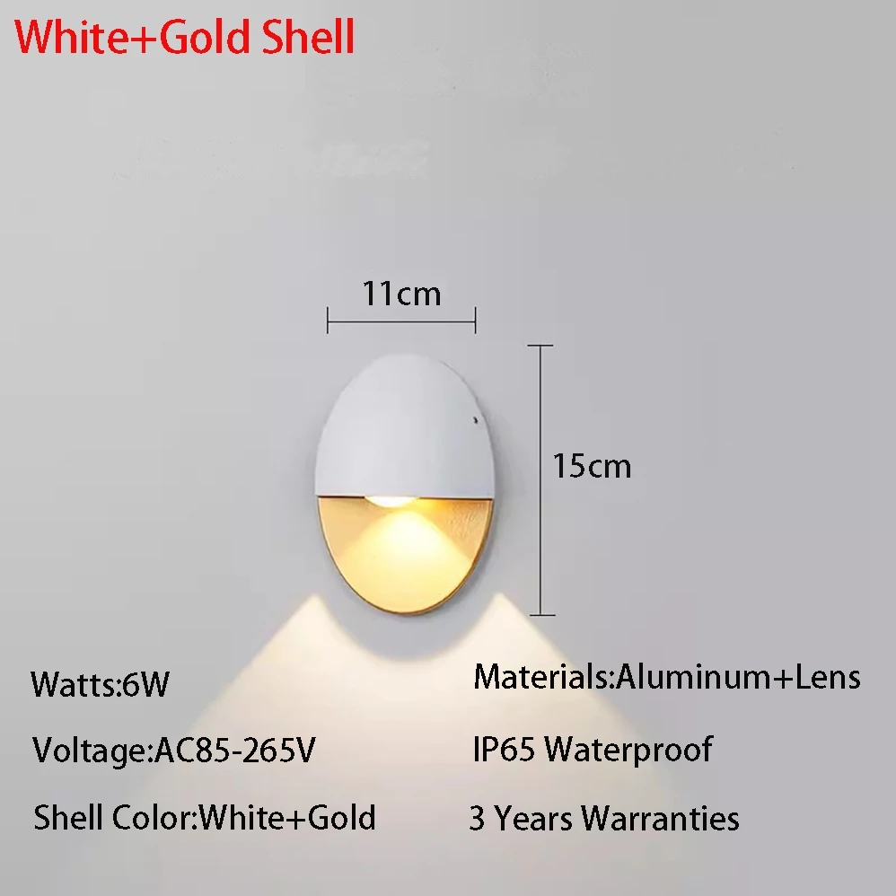 6W AC85-265V LED Wall Lamp Indoor&Outdoor IP65 Waterproof Modern Minimalist Style Black/White Shell Lamp With 3 Years Warranties