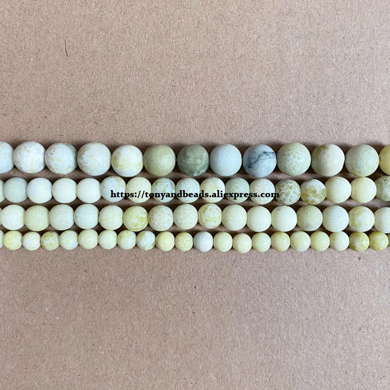 Natural Stone Matte Lemon Jasper Round Loose Beads 15