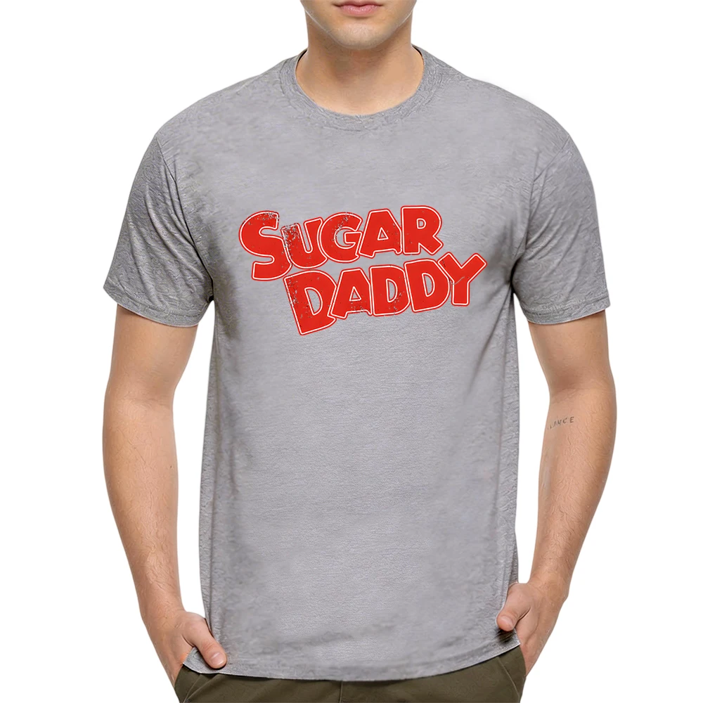 Summer Mens 100% Cotton T Shirt Sugar Daddy Red Bold Letter Vintage Distressed Funny Print Breathable Short Sleeve Daily Wear