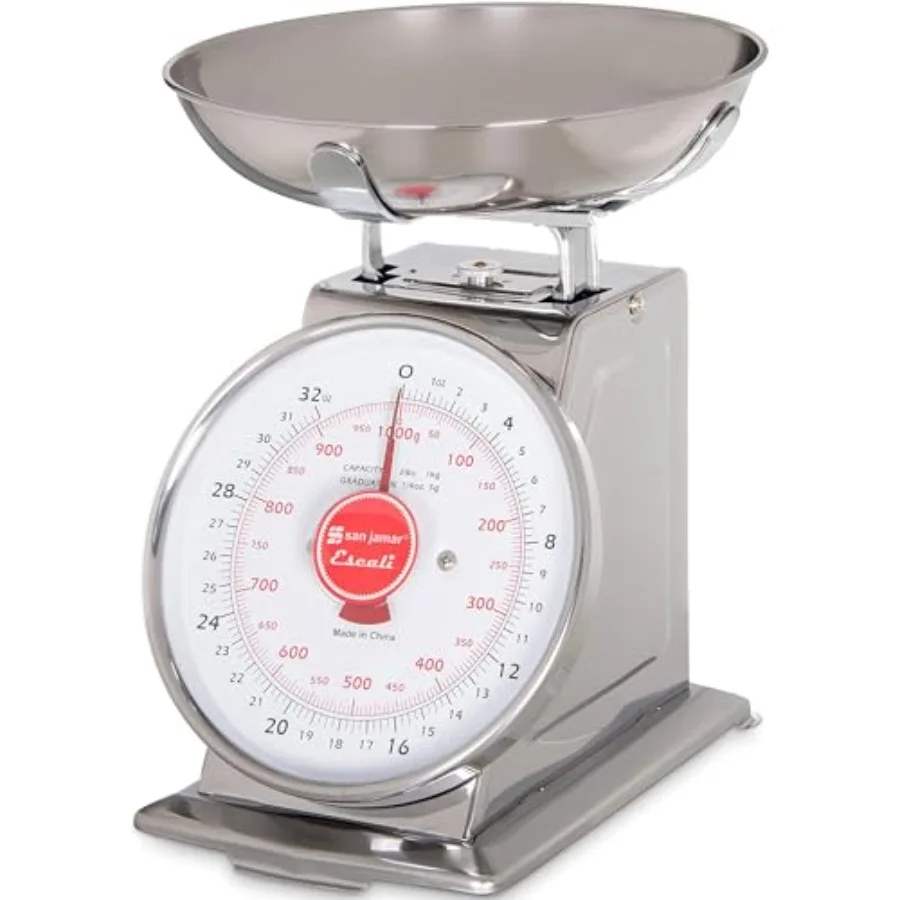 

Escali Promzr Mechanical Dial Scale with Bowl for Kitchens and Restaurants, Metal, 2 Pounds, Silver