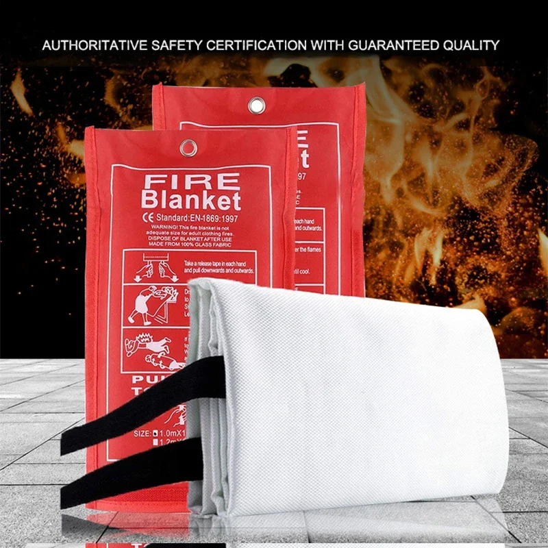 

180cm Emergency Fire Blanket Fiberglass Fire Blanket Fireproof Safety Blanket for Home Kitchen School BBQ Car Office Warehouse