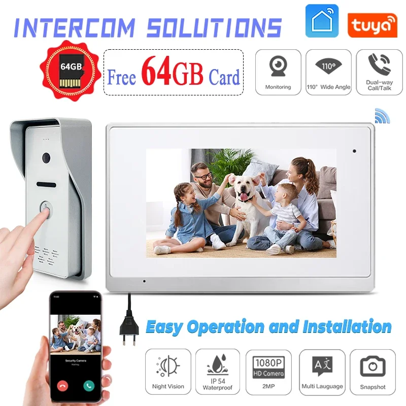 

High-Quality Audio Intercom System For Home Wired Villa Multi Apartment 2MP 1080P TUYA APP Video Door Phone Intercom