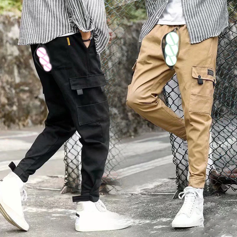 

Outdoor Sex Open Crotch Erotic Cargo Pants Men's Dressing Casual Tactical Trousers Slim Harem Workwear Baggy Denim Streetwear