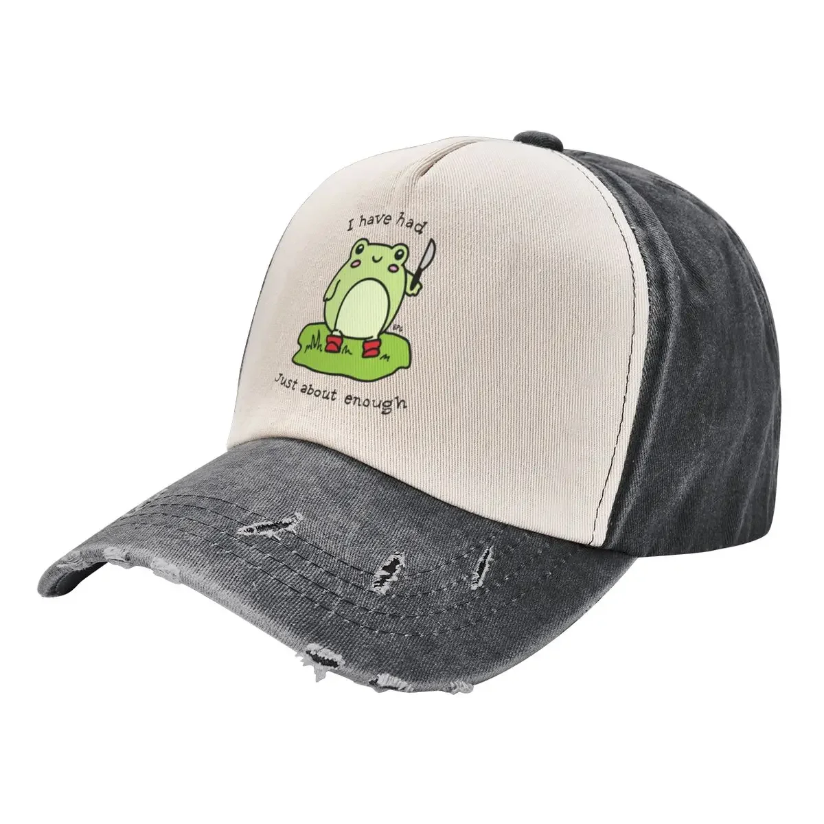 Had Enough | Funny Frog Holding Knife Baseball Cap Luxury Brand Sunscreen funny hat dad hat Hats Man Women's