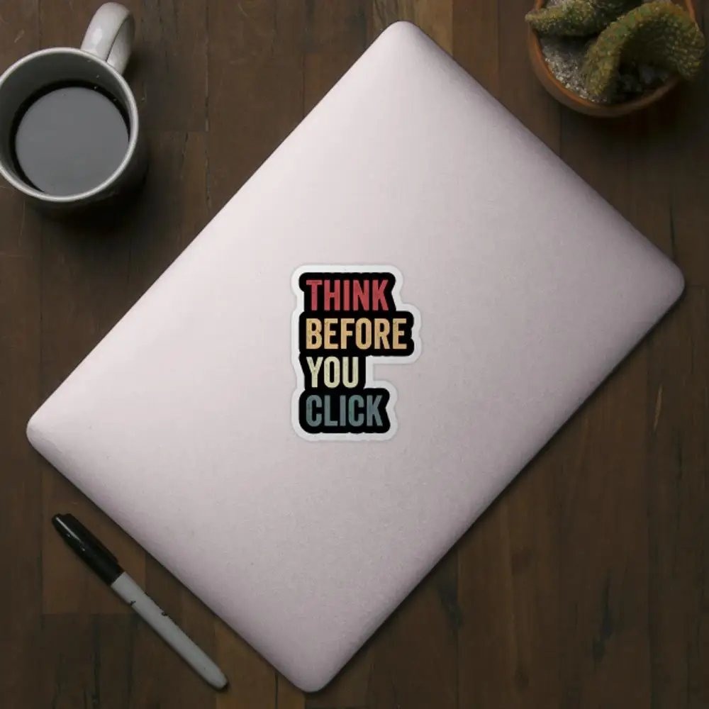 Cybersecurity Computer Security Cyber Think Retro Sticker for Laptop Decor Bedroom Car Cute Cartoon sticker