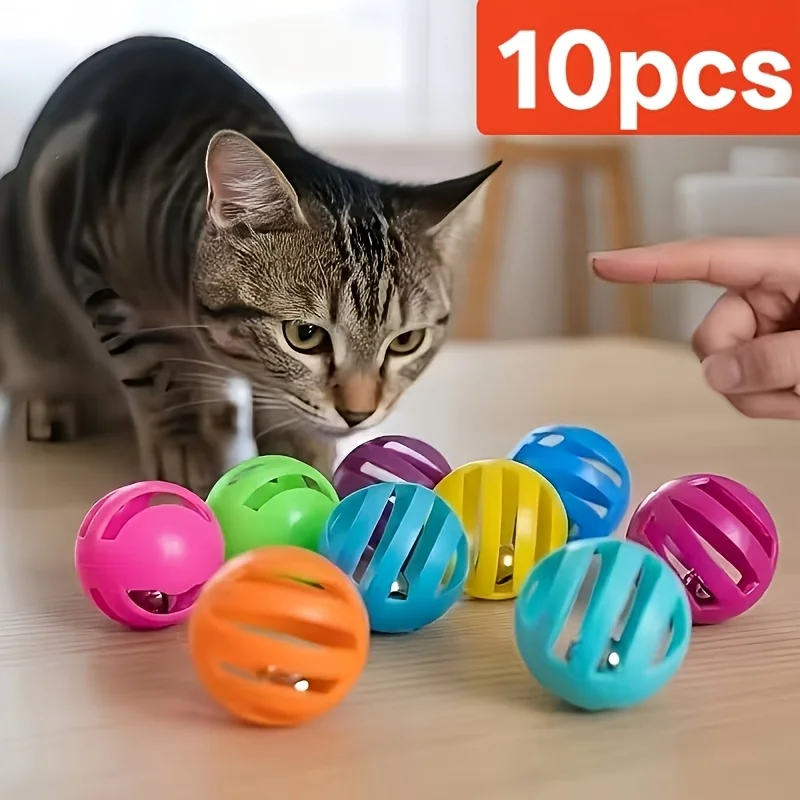 5-teiliges Set Katzenspielzeug Glockenbälle - Mehrfarbige Hohlbälle, Geeignet für Katzen zur Langeweile-Bekämpfung, Jagen und Spielen im Fußballspaß – Detail 2