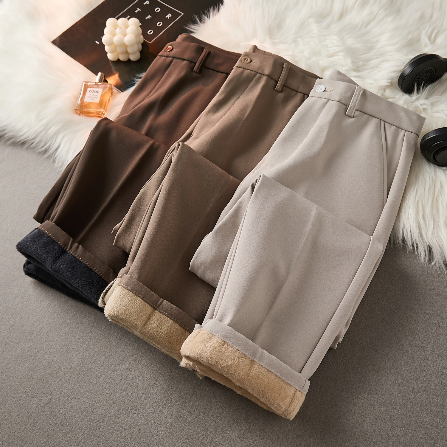 

Мужской зимний костюм из 9 предметов: брюки прямого кроя с начесом, свободные, повседневные, деловые, городской стиль