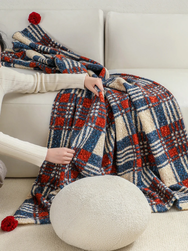 

American Country Sle Knitted Small Blanket Warmth Office Chair Leg Cover Winter Sofa Tow Decorative Cover Blanket
