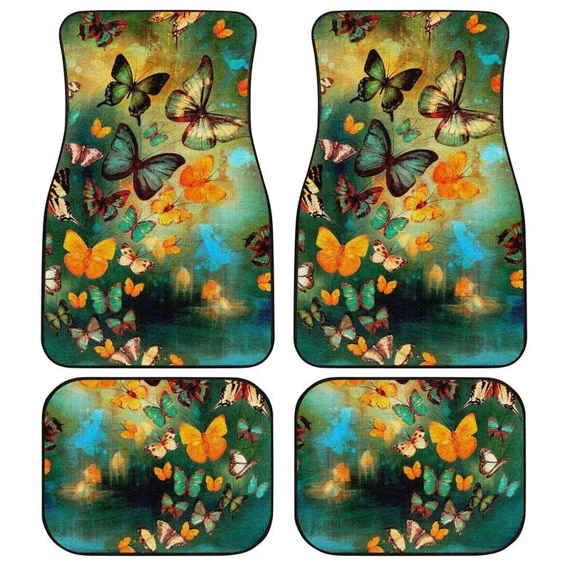 Butterfly Car Floor Mats Custom Butterflies Car Accessories 4PCs Pack