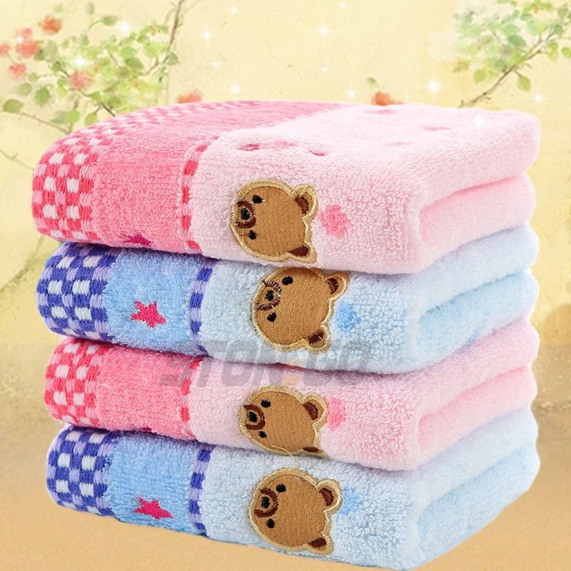 JJYY 25*50cm Cute Cartoon Microfiber Absorbent Drying Bath Towel Bear Pattern Cotton Baby Towel