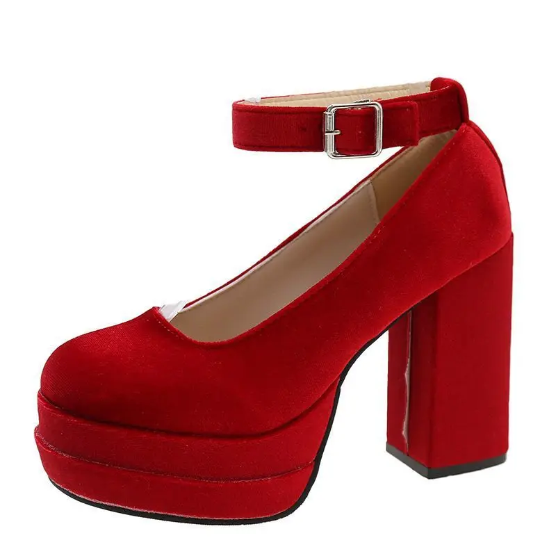 Designer Platform Women Mary Jane Shoes Fashion Elegant Cross Strap Thick Heel Shoes Ladies College Style Dress Pumps Shoes view 5