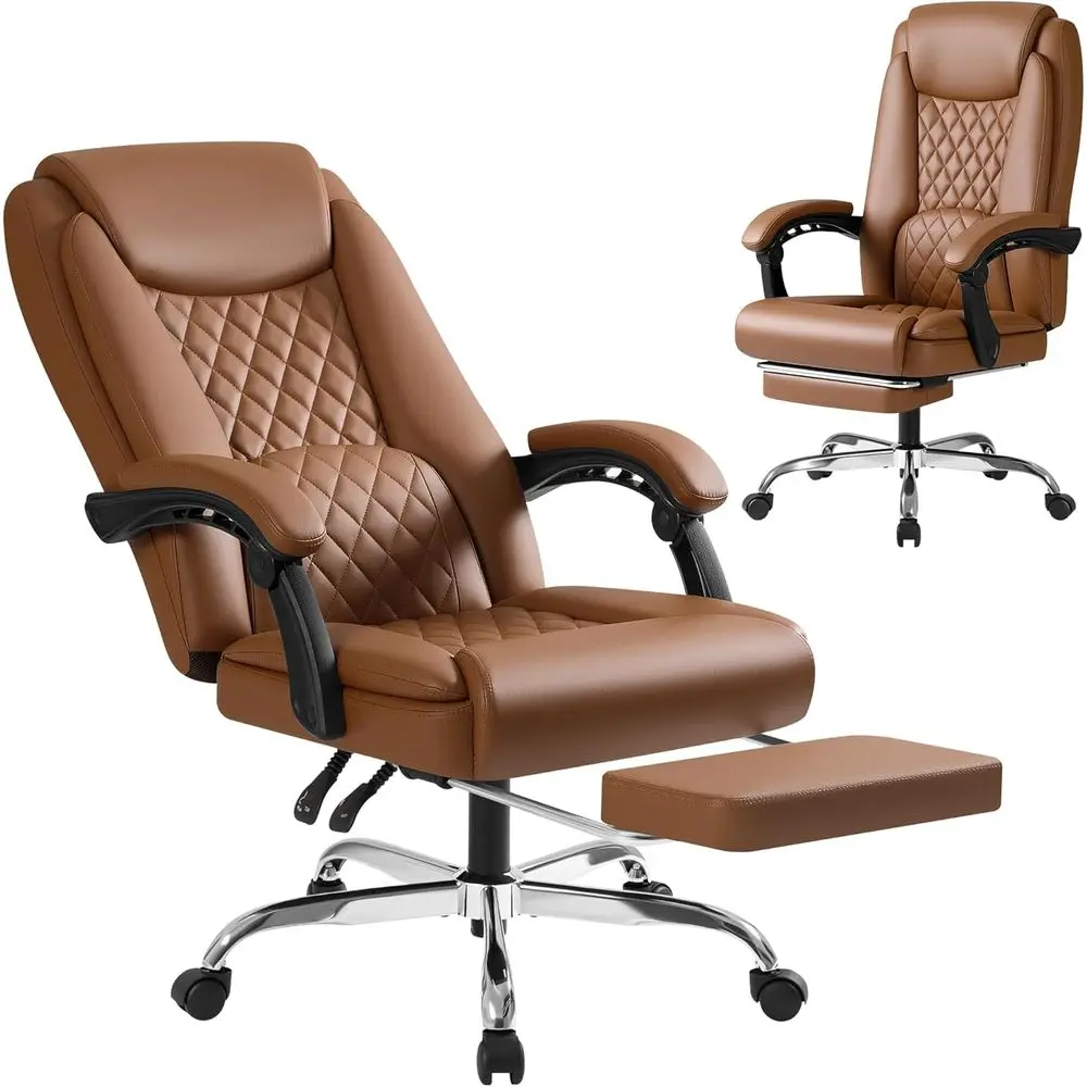 

Ergonomic High-Back Office Chair with Lumbar Support for 400lbs, Reclining Manager's Chair in Brown