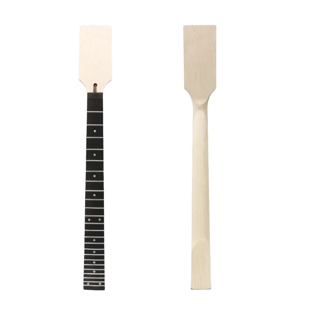 Electric Guitar Neck New Maple 24 Fret 25.5 Inch Ebony wood Fretboard Dot Inlay Unfinished Replacement Bolt On Heel