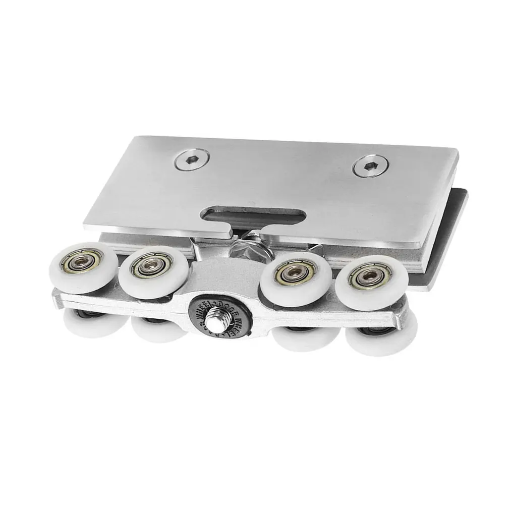 Hanging Wheel Set for Frameless Glass Sliding Doors - Silver Silent Pulley 150kg Load Capacity Cold Rolled Iron