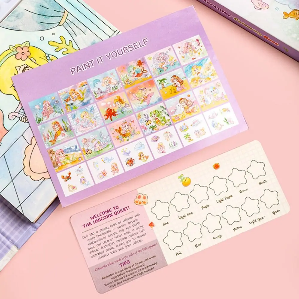 

Creative Gouache Graffiti Picture Book Gouache Art 24 Pages Watercolor Coloring Set DIY Dip Pens Coloring Book