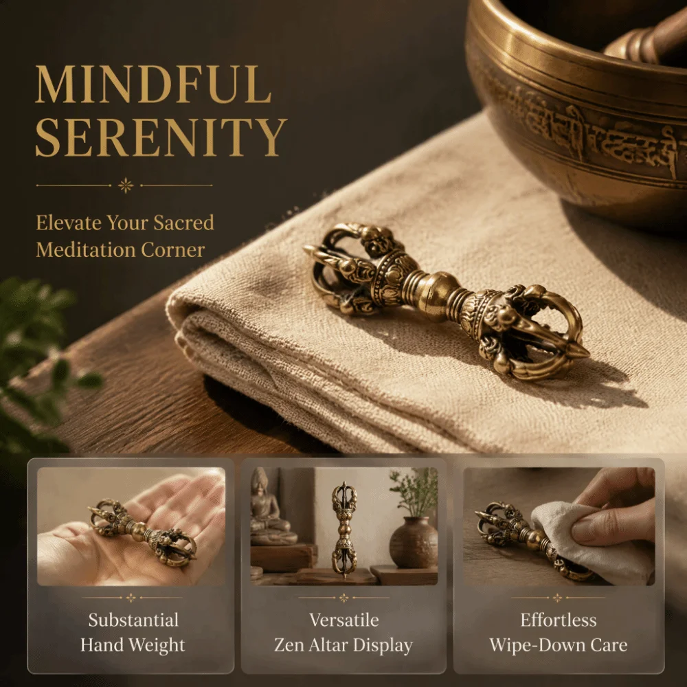 Brass Brass Dorje Vajra Ritual Tool Fine Craftsmanship Buddhist Ritual Pestle Collection Quality Dorje Vajra Ornament