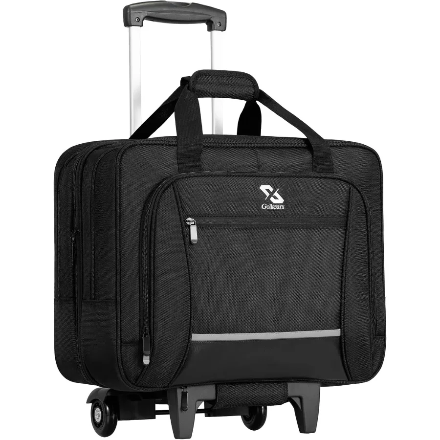 Golkcurx Rolling Laptop Bag with Wheels Removable Water-Repellent Rolling Briefcase for Women and Men