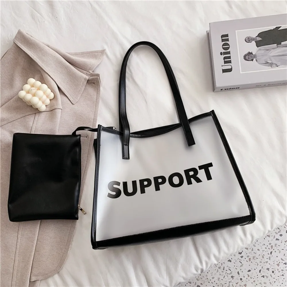

New Large Capacity Transparent Handbag PVC Exposure Tote Shoulder Bags Pouch Composite Bags