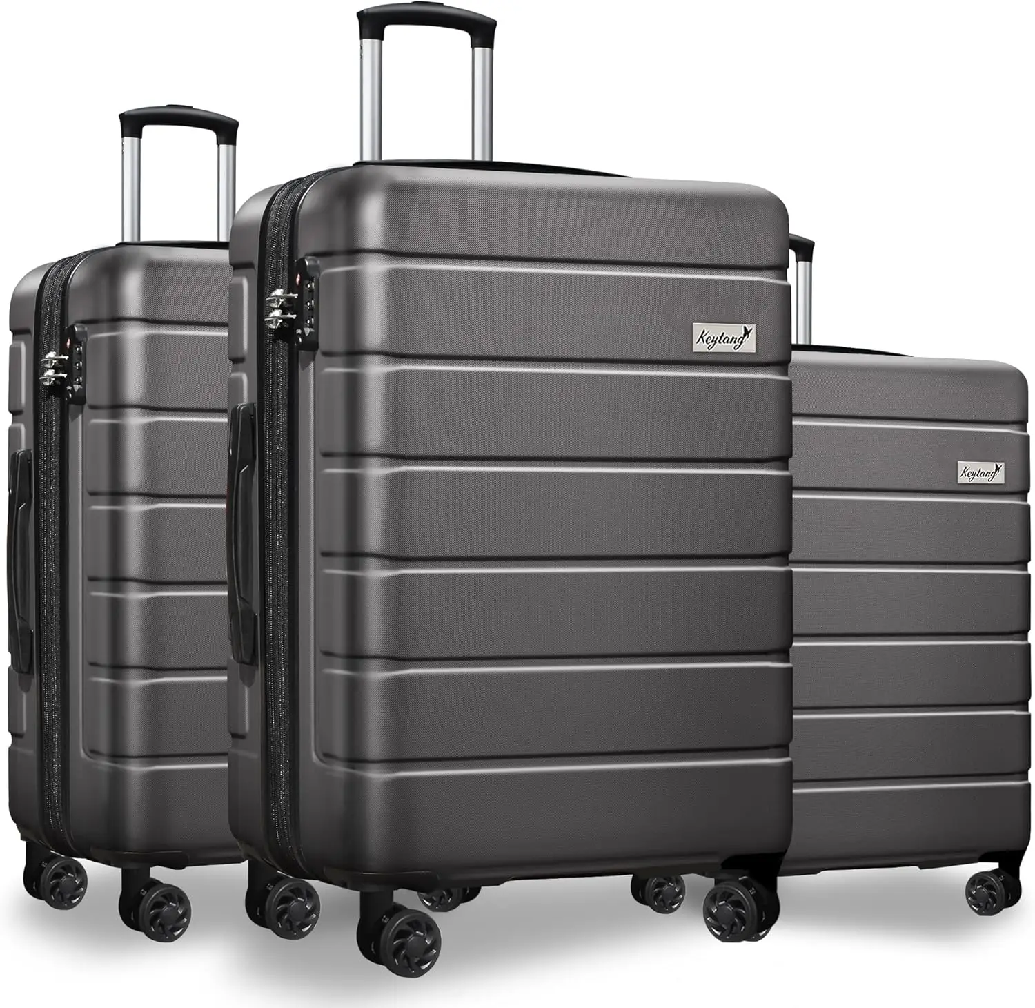 

3-Piece Lightweight Hardshell Luggage Set with TSA Lock, Expandable Spinner Wheels for Carry-On and Checked Bags in Grey