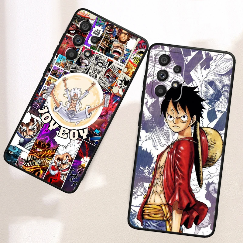 Comics One Piece Anime Luffy For Samsung A53 A52 A33 A32 A51 A71 A21S A13 A73 A55 A22 A23 A35 A72 A54 A12 5G Black Funda