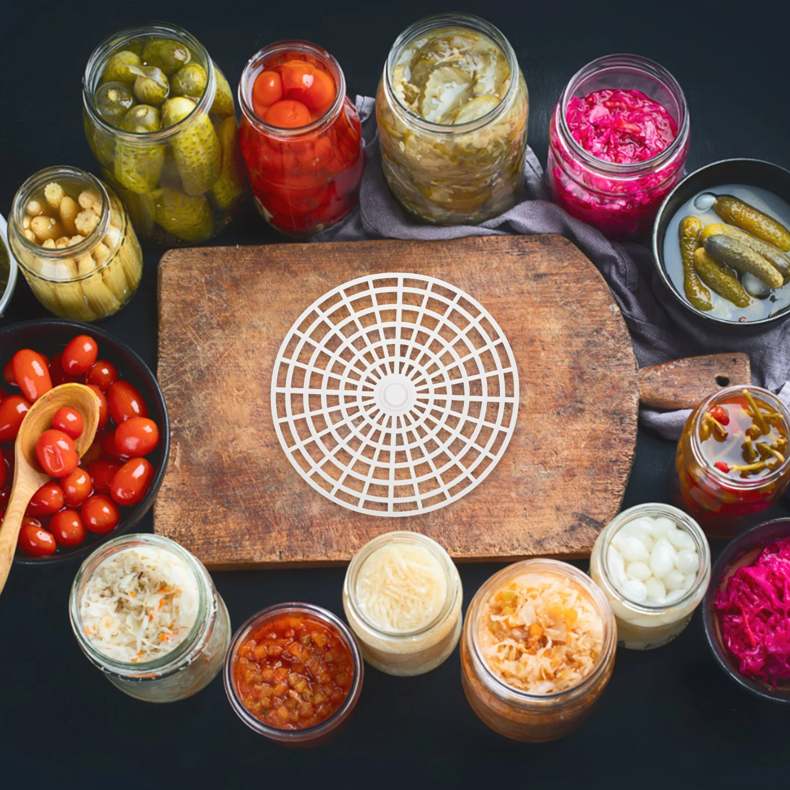 

5Pcs Pickle Jar Press Plates Stable Plastic Fermenting Weights for Home Use Vegetable Fermentation Pickling Accessories