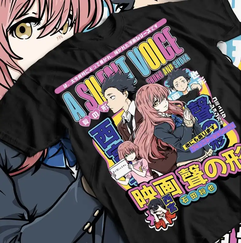 Camiseta A Silent Voice, nuevo modelo de ropa para todo el año, ropa con personalidad, ropa holgada unisex, ropa de calle moderna, producto de algodón de moda