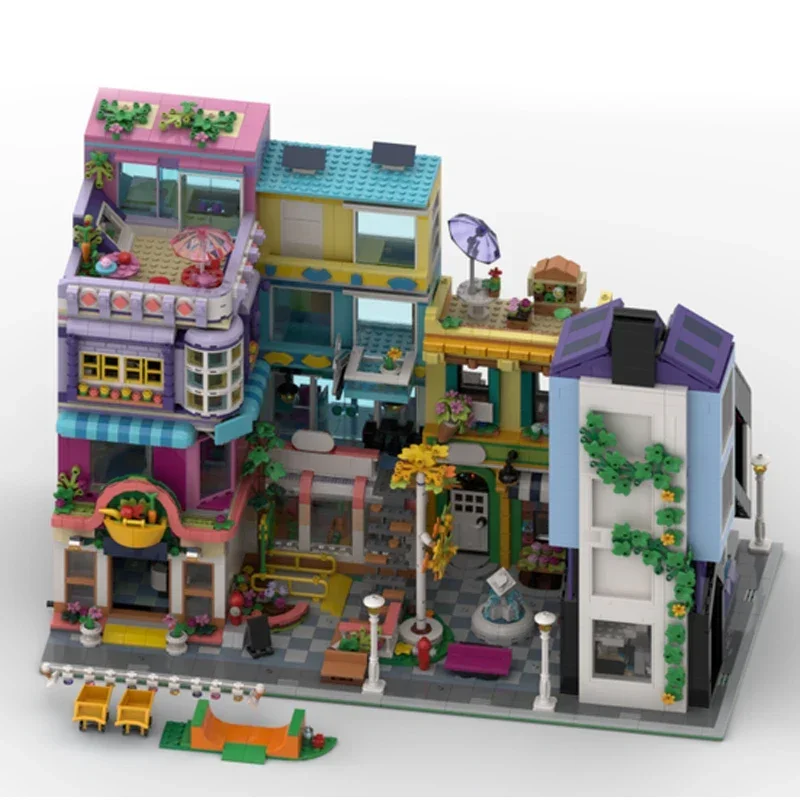 Moc Building Bricks Model Downtown Flower And Design Store Technology Modular Blocks Gifts Toys For Children DIY Sets Assembly