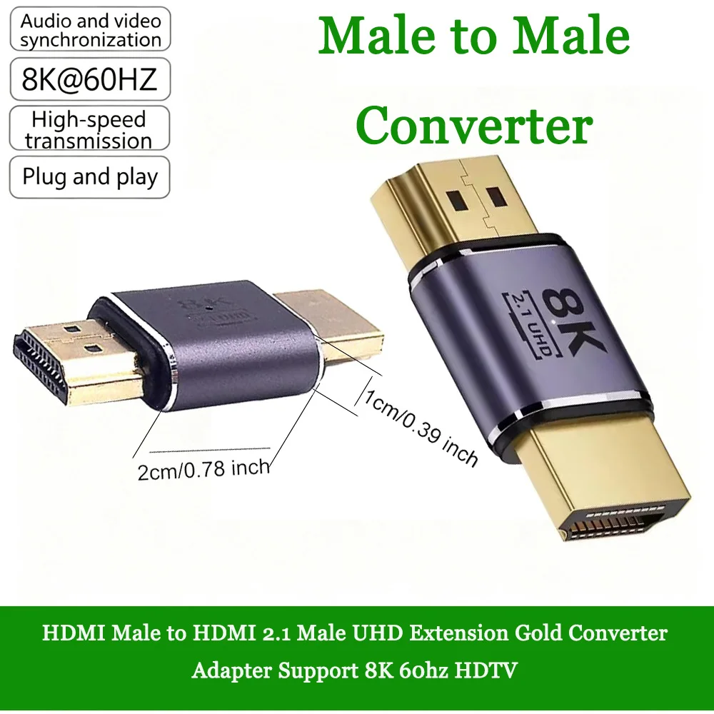 8K Cable HDMI Male to HDMI 2.1 Male UHD Extension Gold Converter Adapter Support 8K 60hz HDTV Support UHD 8K 60hz HDTV HDCP 3D