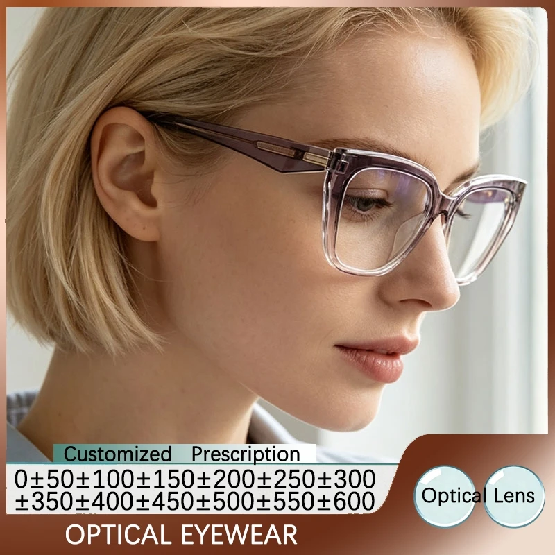 Lunettes anti-lumière bleue pour femmes, verres transparents anti-radiation, lunettes de myopie, verres optiques avec ordonnance, anti-radiation