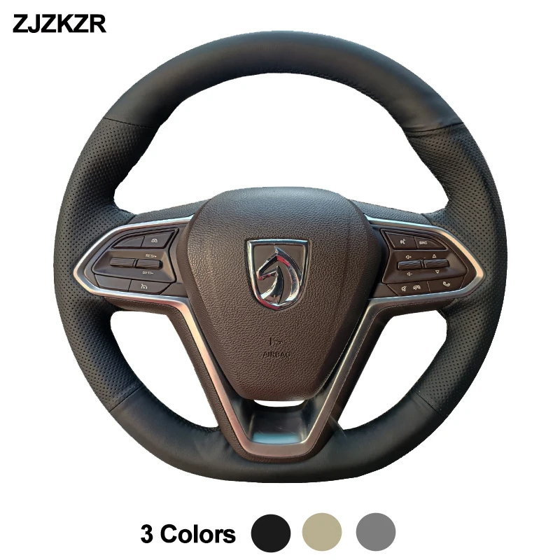 Hand Sewing Stitch Car Steering Wheel Cover Wrap For Baojun 530 2018 2019 2020 2021 Volant Funda Baojun 730 Beige Dark Gray Grey