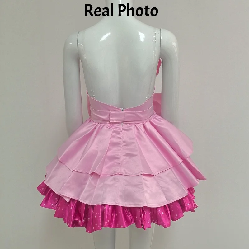 Alien Stage Sua Mizi Cosplay Outfit Pink White Gothic Lolita Dress Full Set Headwear Mask Headset Halloween Party Costume view 3
