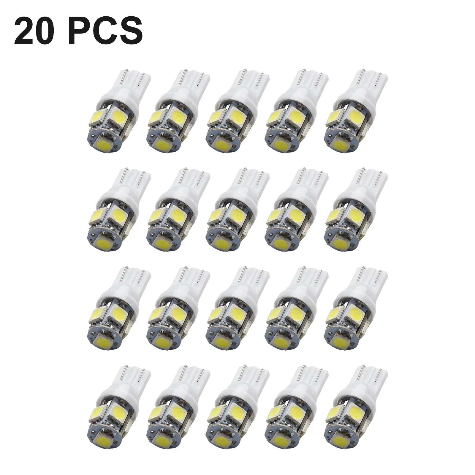 20pcs Car Lights 12V For T10 5SMD 5050 LED For SMD White License Plate Interior Car Reading Width Instrument Light 6000K 5W