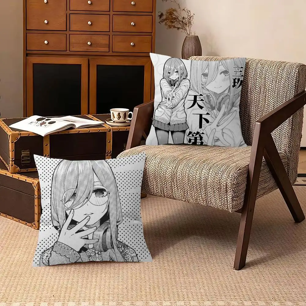 M-Miku Nakano W-Waifu   Trendy-style decorative throw pillow cover insert not included fauxembroidery design