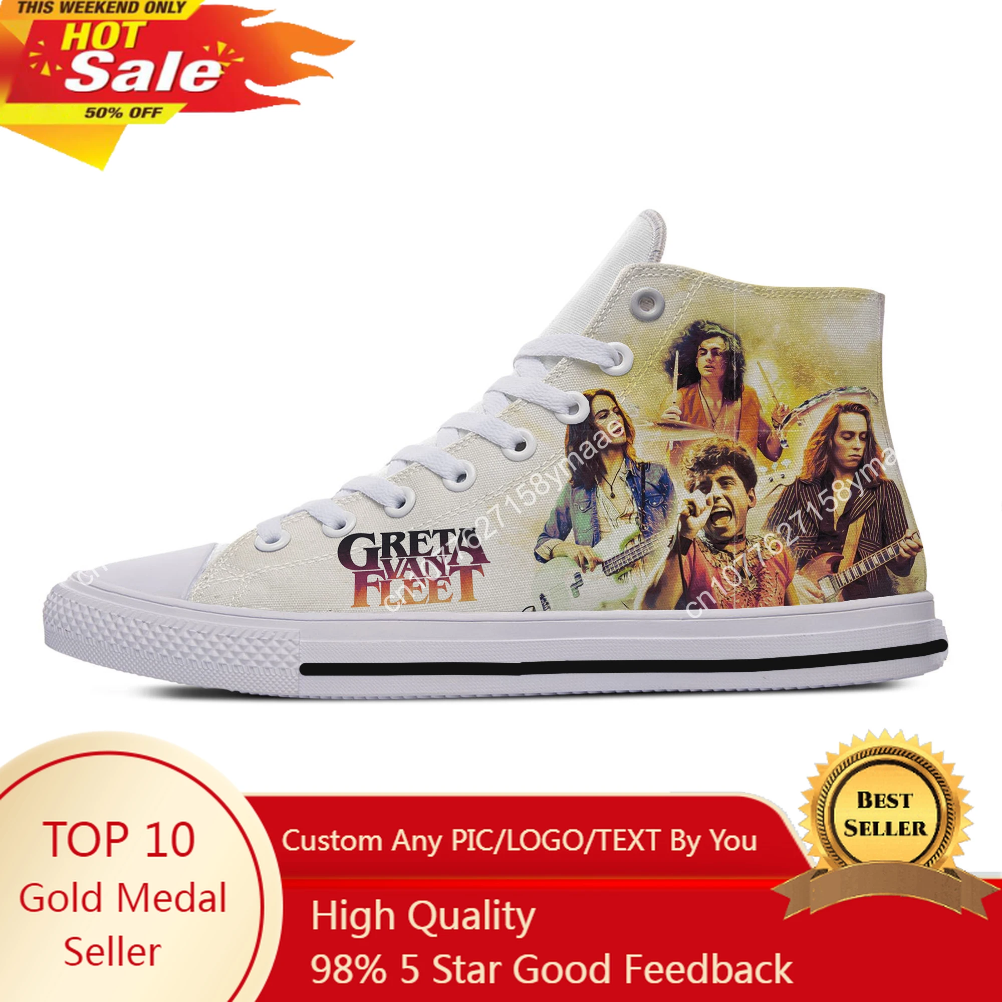 

Hot Cool Fashion Shoes High Help Lightweight Sneakers Classic Canvas Shoes High Quality Woman Man Greta Van Fleet Board Shoes