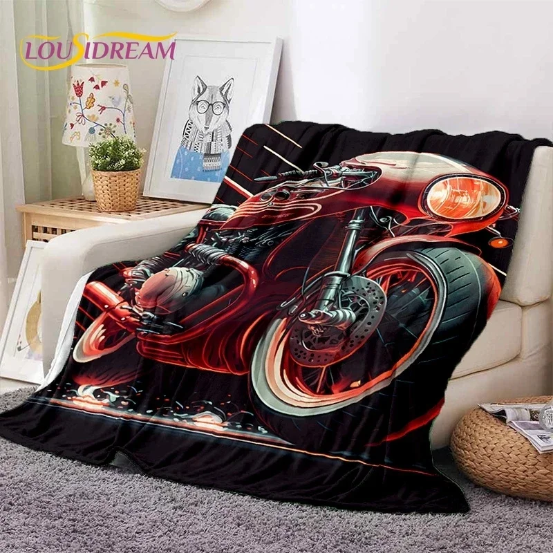 Motocross Modern retro Motorcycle Soft Flannel Blanket for Bed Bedroom Sofa Picnic,Throw Blanket for Cover Outdoors Leisure Gift