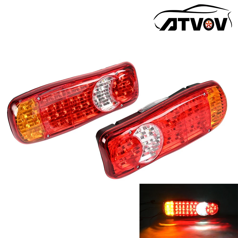 ATVOV 2PCS 12V 46 LED Truck Trailer Rear Tail Light 5 Function Brake Stop Reversing Turn Signal Indicator Running Lamp Caravan