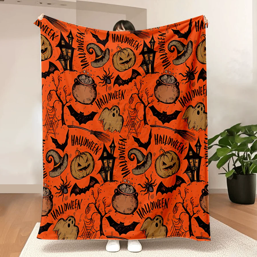 1 Stück Flanelldecke mit Halloween-Thema, warme, leichte Plüschdecke für alle Jahreszeiten, Halloween-Weihnachtsgeschenke – 300 g