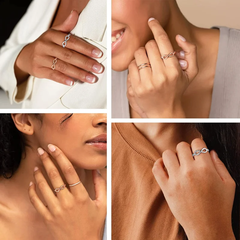 Simpel Infinity Knot Rings, Nice Cute BFF Friendship/Bridesmaid Band Rings, Dainty Eternity Promise Wedding Bands Every Day Ring