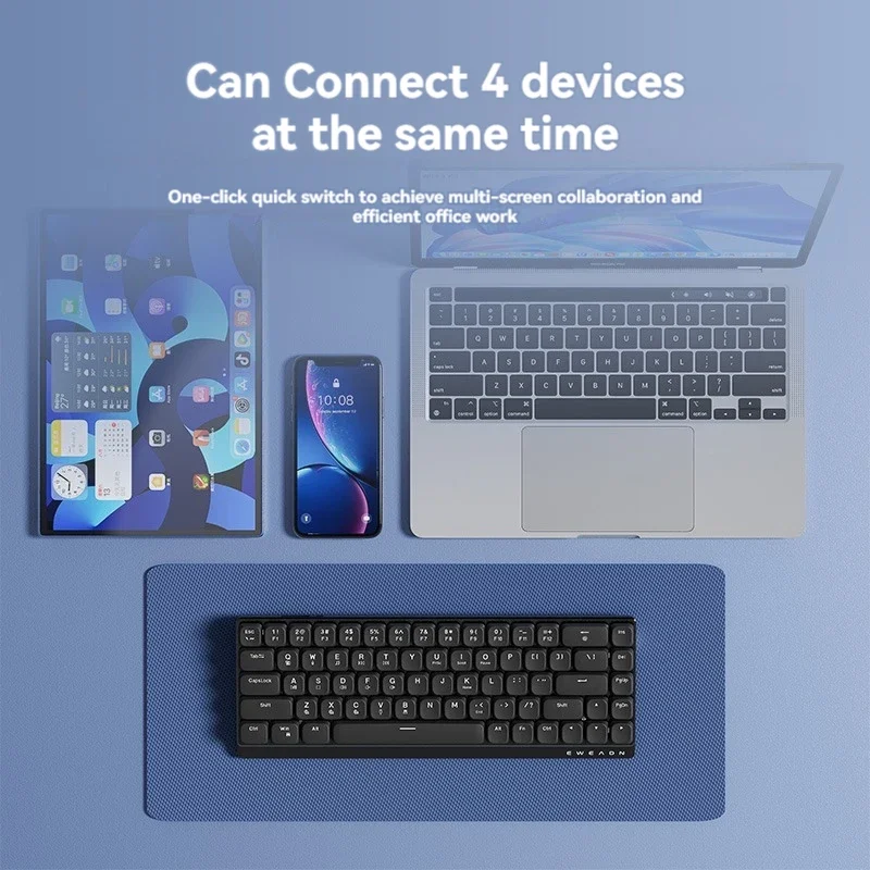 EWEADN MK68 لوحة مفاتيح ميكانيكية منخفضة المستوى لاسلكية مزدوجة الوضع بلوتوث محمولة مخصصة مكتب لوحة مفاتيح الألعاب لأجهزة الكمبيوتر المحمول Ipad