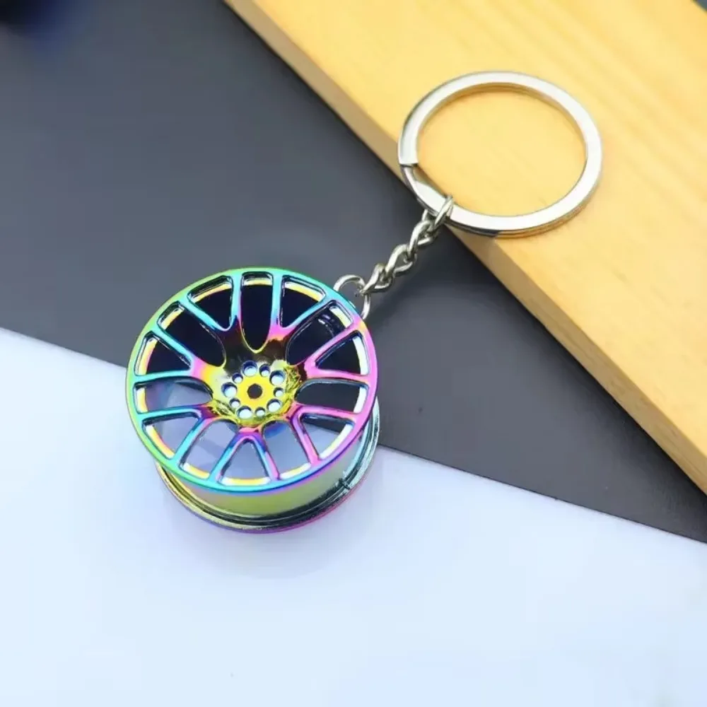 Creative Mini Auto Parts Car Wheel Keychain Auto Enthusiast Metal Keyring Accessories Key Ring Chain for Men Woman Lover Gift image 5