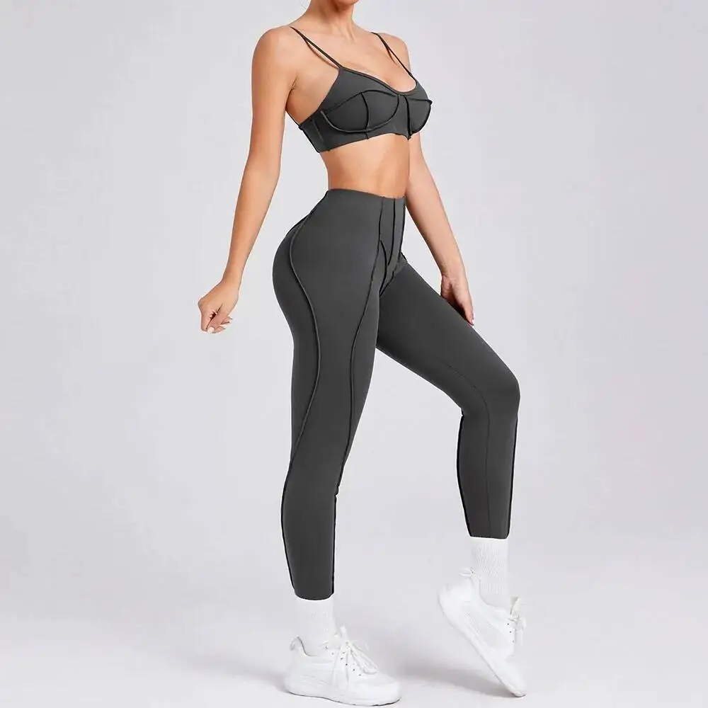 

NEW Women S Piece D Brushed Yoga Set Slimming Tight Fit Workout Outfit Sculpting Activewear Tummy Control Gym Wear