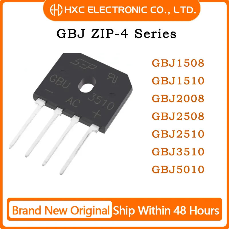 

10PCS GBJ1508 GBJ1510 GBJ2008 GBJ2508 GBJ2510 GBJ3510 GBJ5010 New Original Silicon Bridge Rectifier