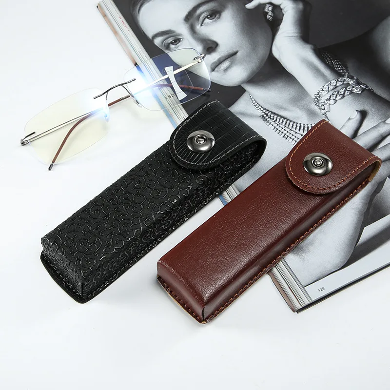 Classic Leather Presbyopic Glasses Case Women Elegant Leather Glasses Box Suitable for Narrower Glasses Sunglasses Case